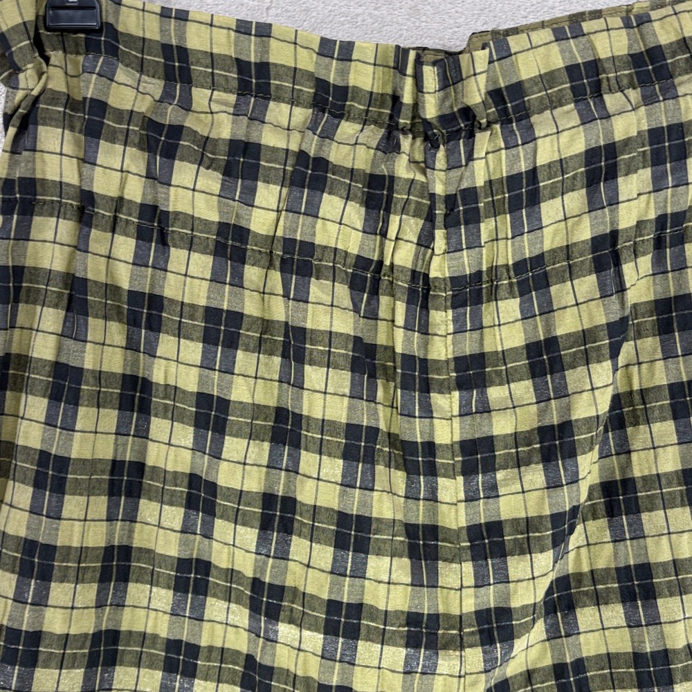 NWT--Ganni Plaid Wide Leg Seersucker Pants in Olive Green & Black Size 34=XS=US2 - Picture 6 of 11